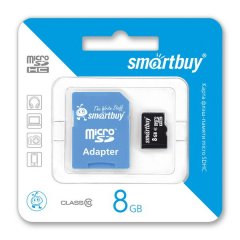 SmartBuy MicroSD 8Gb Card Class 10 + SD adapter