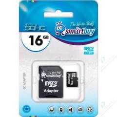 SmartBuy MicroSDHC 16Gb  Card Class 10 + SD adapter